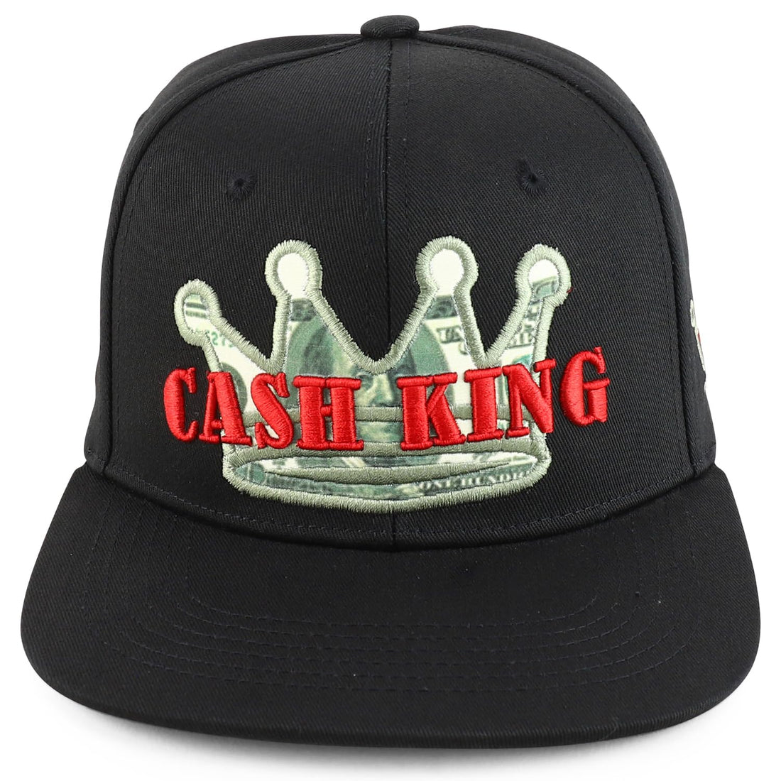 Trendy Apparel Shop 3D Crown Cash King Embroidered 6 Panel Flatbill Snapback Cap