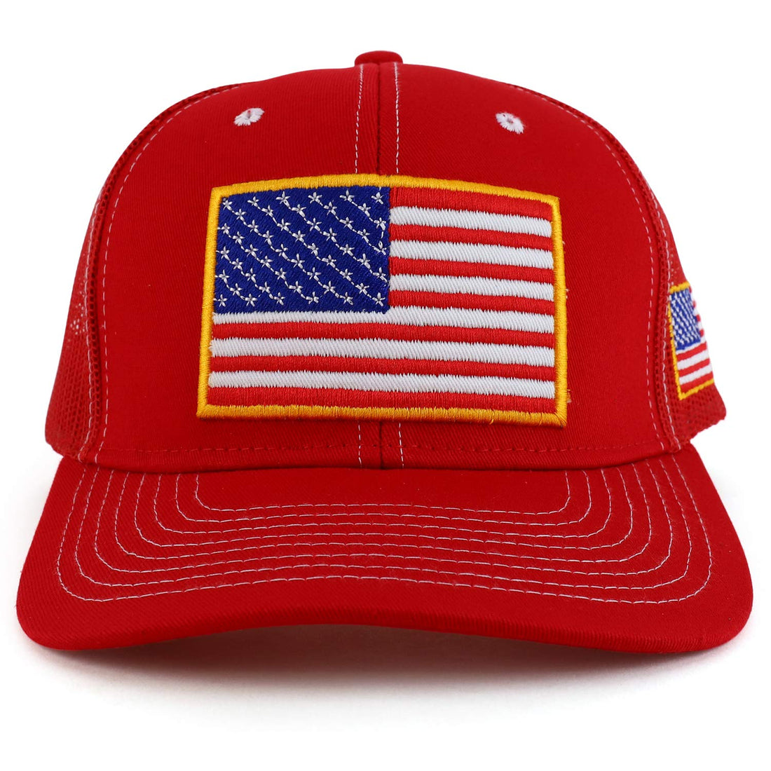 Trendy Apparel Shop 3D USA Flag Embroidered Structured Snapback Mesh Back Cap