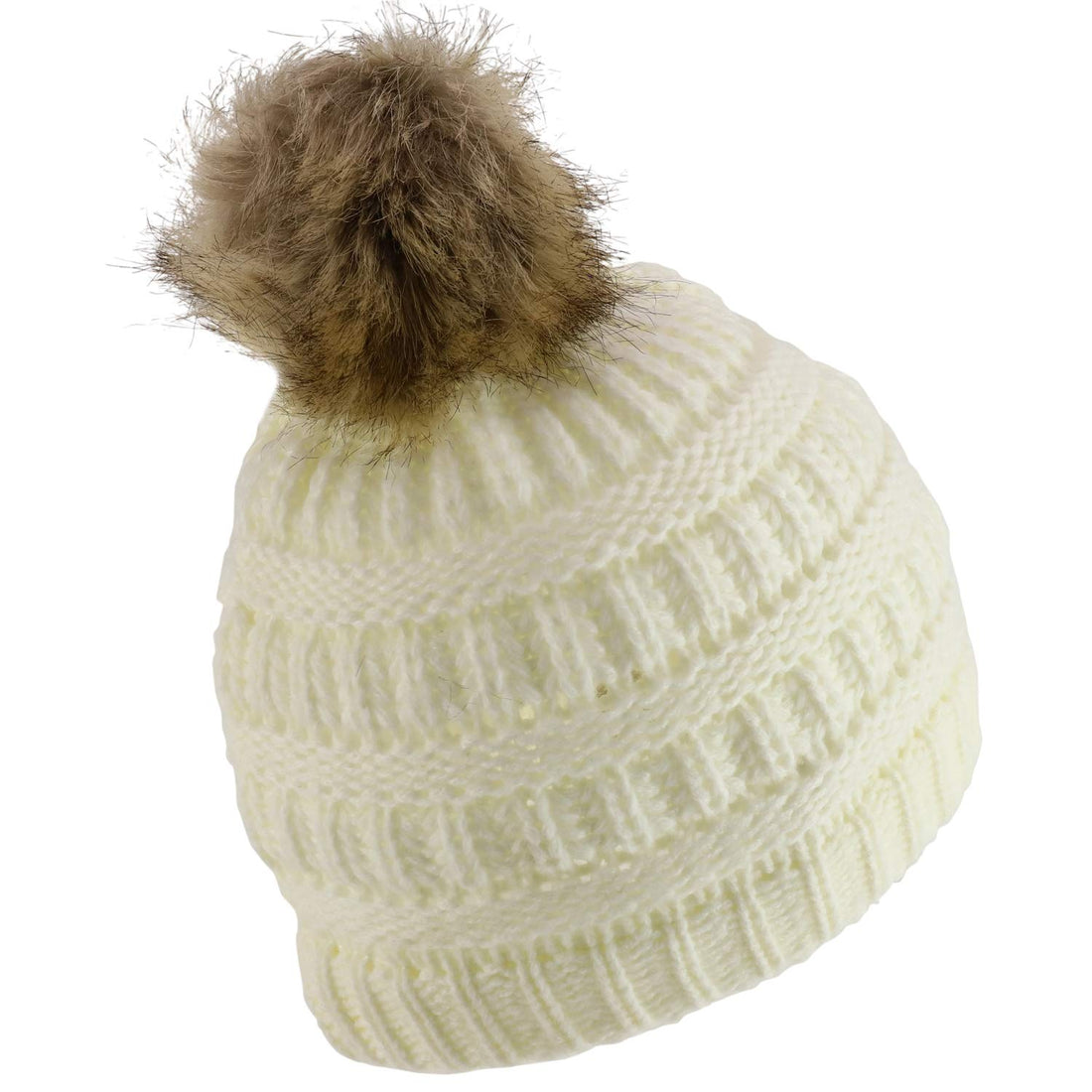 Trendy Apparel Shop Youth Size Kid's Solid Ribbed Pom Knit Beanie Hat