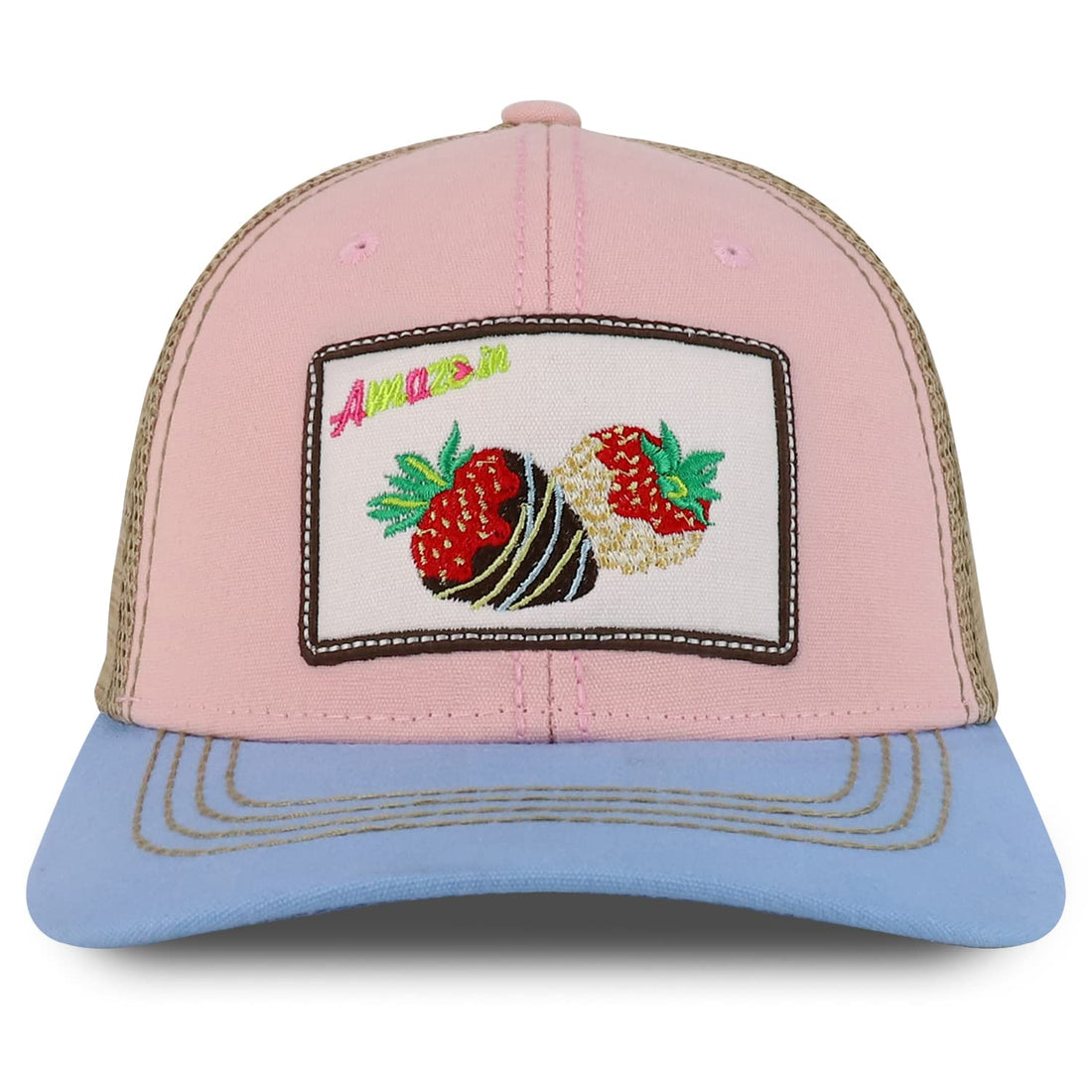 Trendy Apparel Shop Square Chocolate Covered Strawberries Embroidered Trucker Cap