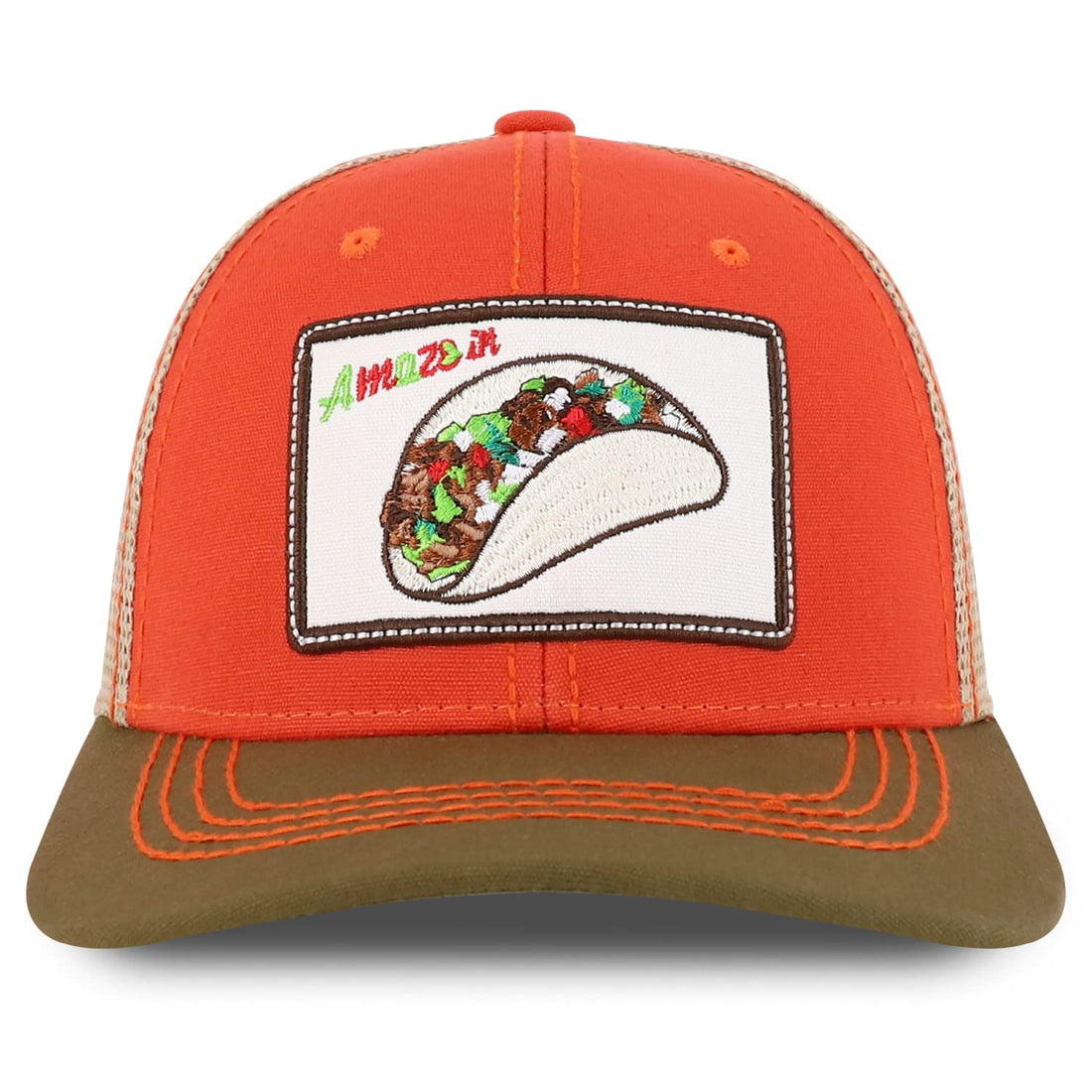 Trendy Apparel Shop Square Fast Food Embroidered Trucker Baseball Cap