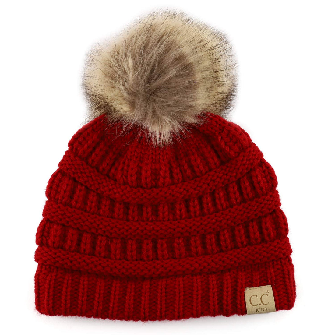 Trendy Apparel Shop Youth Size Kid's Solid Ribbed Pom Knit Beanie Hat