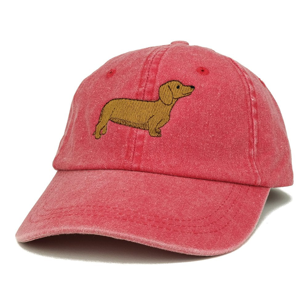 Trendy Apparel Shop Dachshund Embroidered Dog Theme Low Profile Dad Hat Cotton Cap