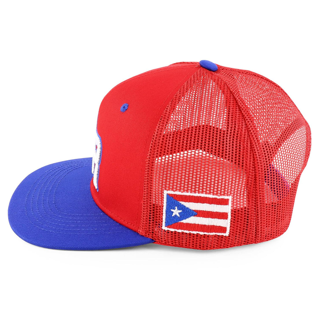 Trendy Apparel Shop PR 3D Embroidered Snapback Trucker Cap with Puerto Rico Flag