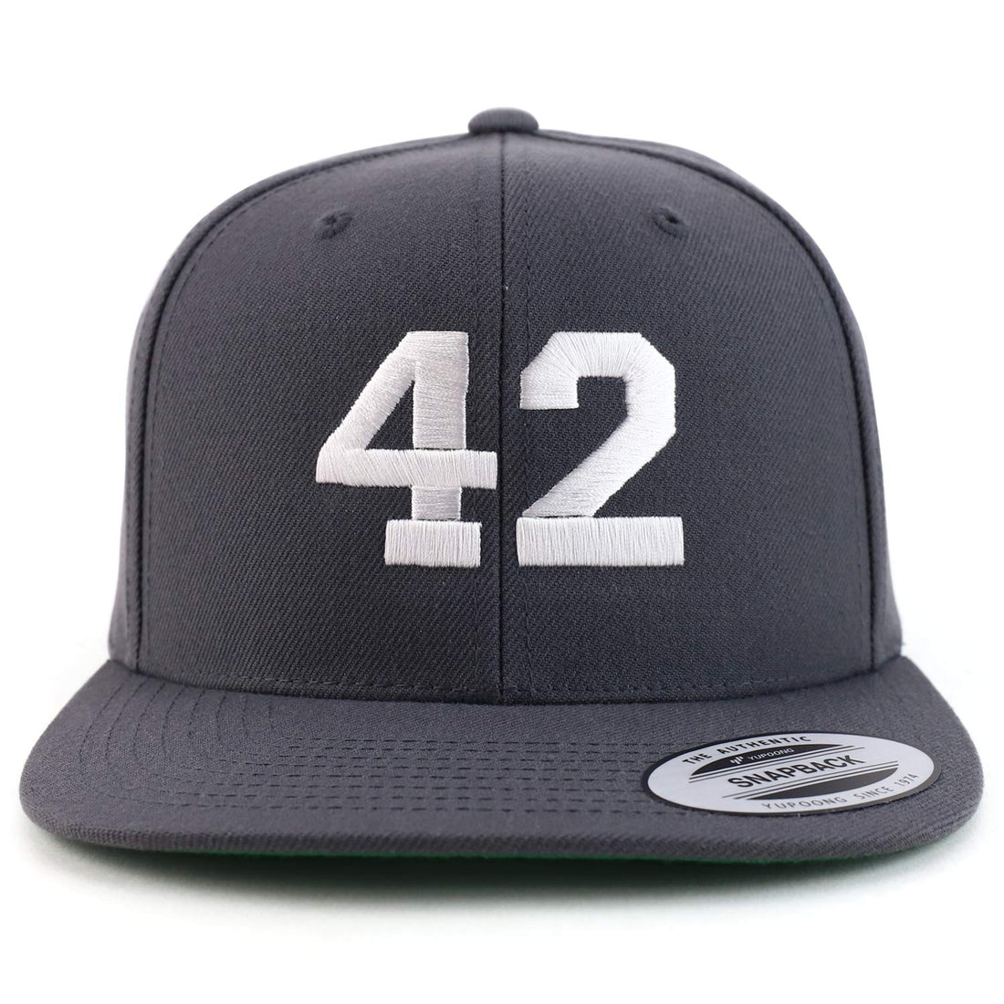 Trendy Apparel Shop Number 42 White Thread Embroidered Flat Bill Snapback Baseball Cap