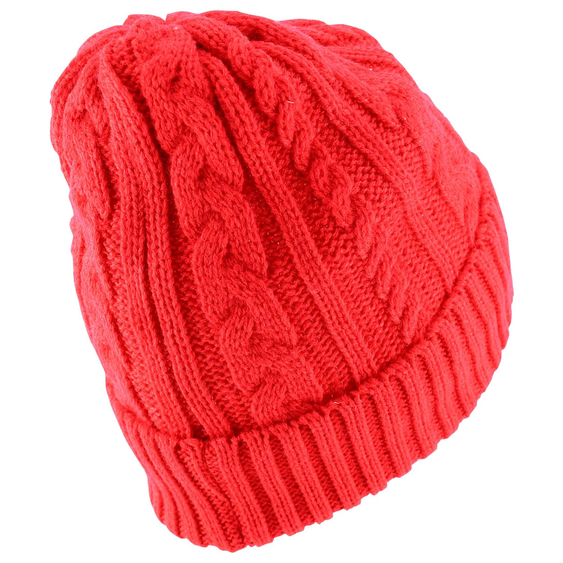 Trendy Apparel Shop Stretch Thick Warm Cable Knit Sherpa Lined Beanie