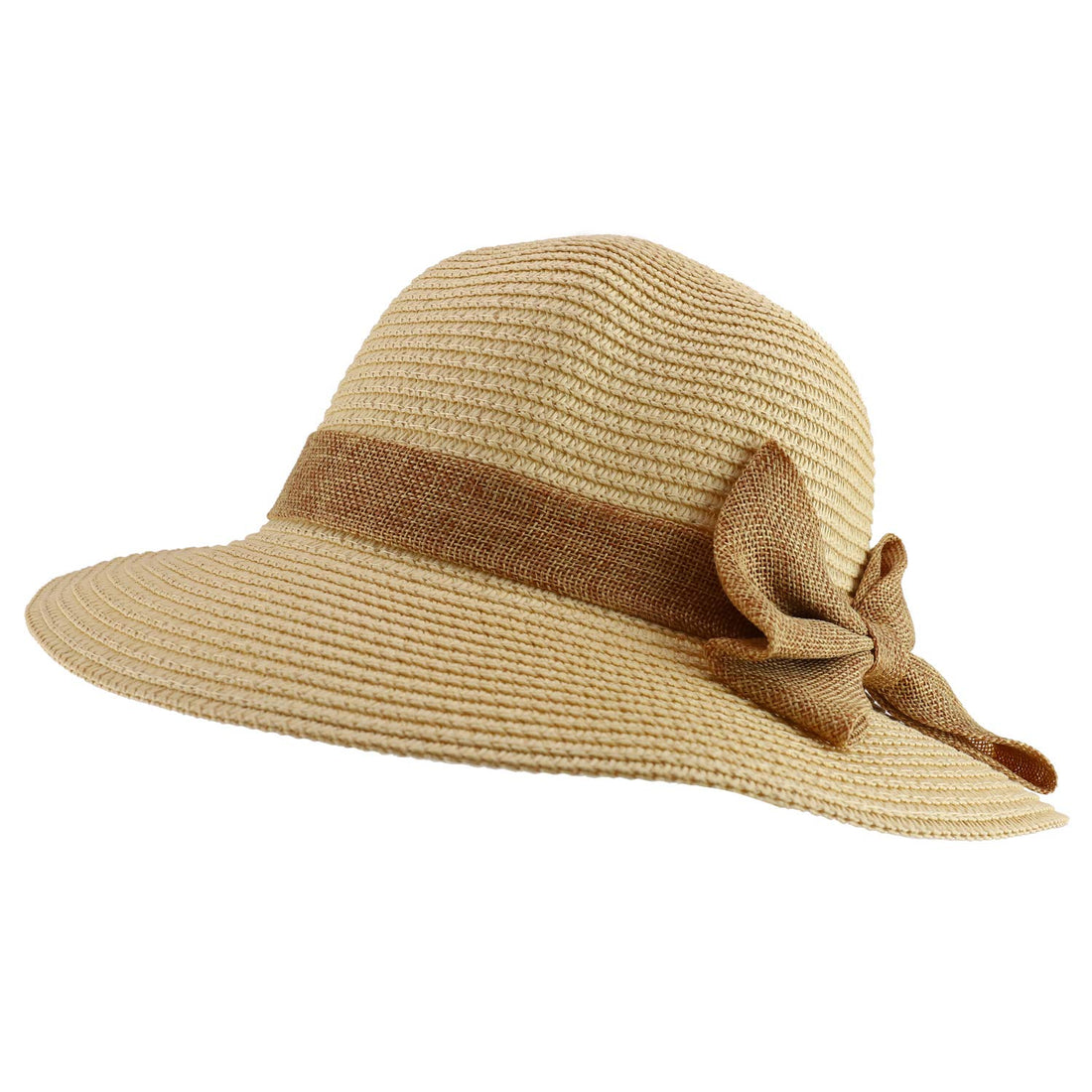 Trendy Apparel Shop Women's Bow Band Paper Braid Large Brim Sun Bucket Hat