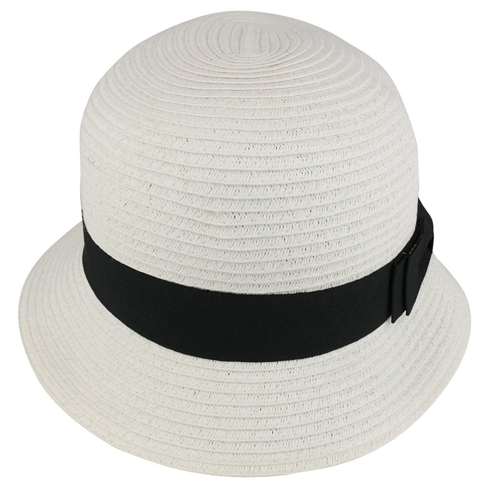 Trendy Apparel Shop Womens Trendy Cloche Paper Braid Bucket Hat