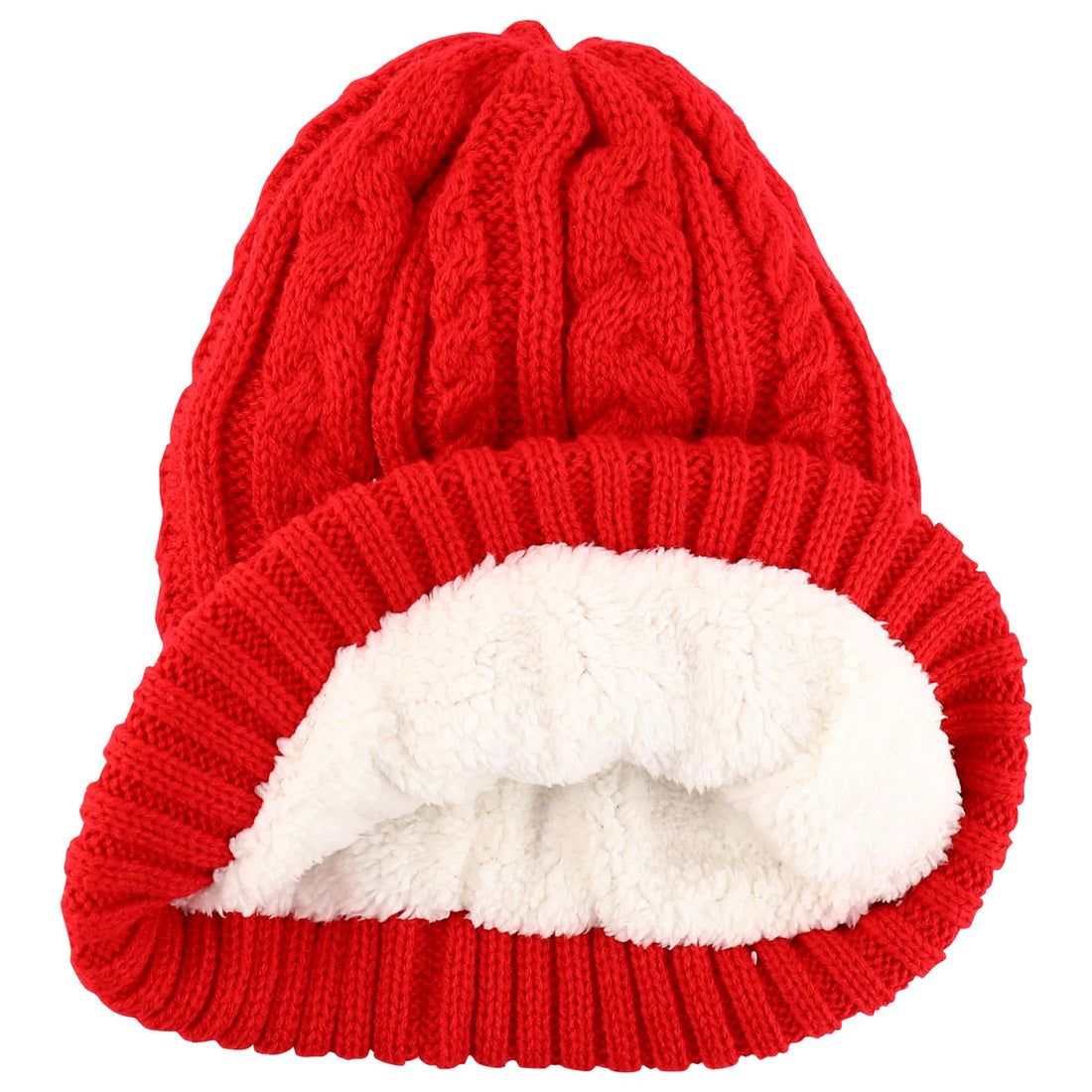 Trendy Apparel Shop Stretch Thick Warm Cable Knit Sherpa Lined Beanie