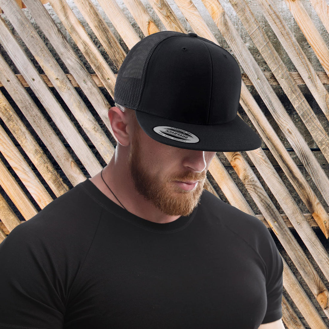 Trendy Apparel Shop Flexfit Oversize XXL Structured Blank 5 Panel Flatbill Snapback Mesh Cap