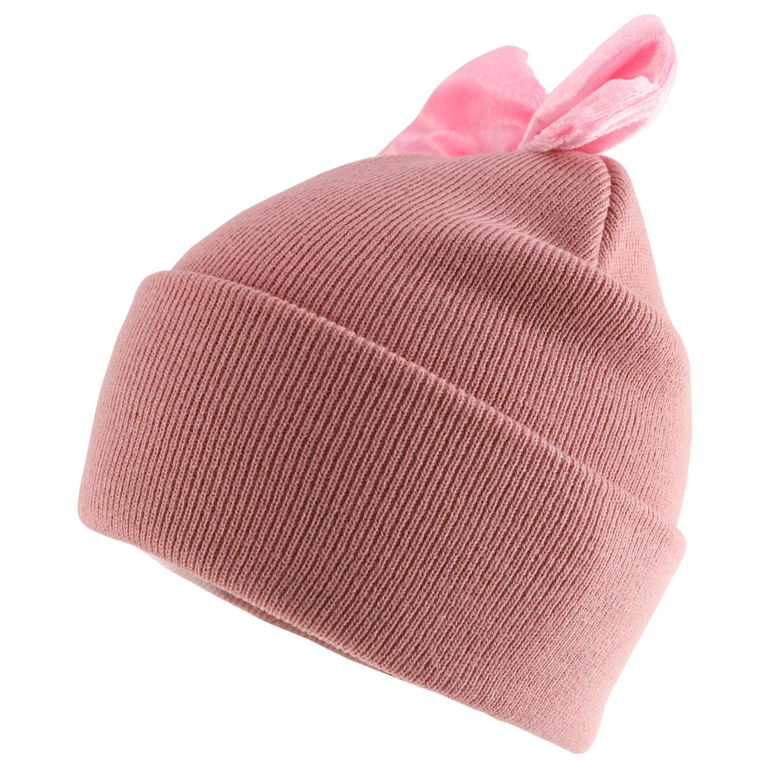 Trendy Apparel Shop Youth Size Girl's Velvet Bow Accent Cuff Long Beanie