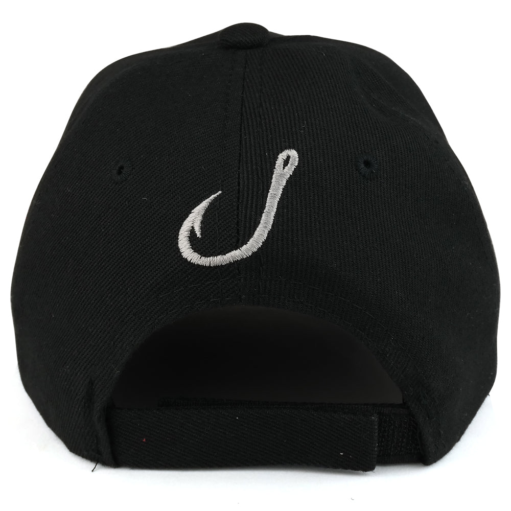 Shut Up and Fish with Bass and Hook Embroidered Structured Baseball Cap Navy / One Size
