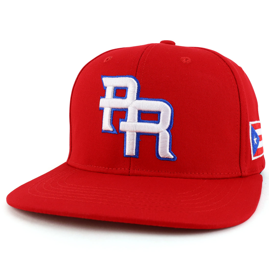 Trendy Apparel Shop PR 3D Embroidered Flatbill Snapback Cap with Puerto Rico Flag