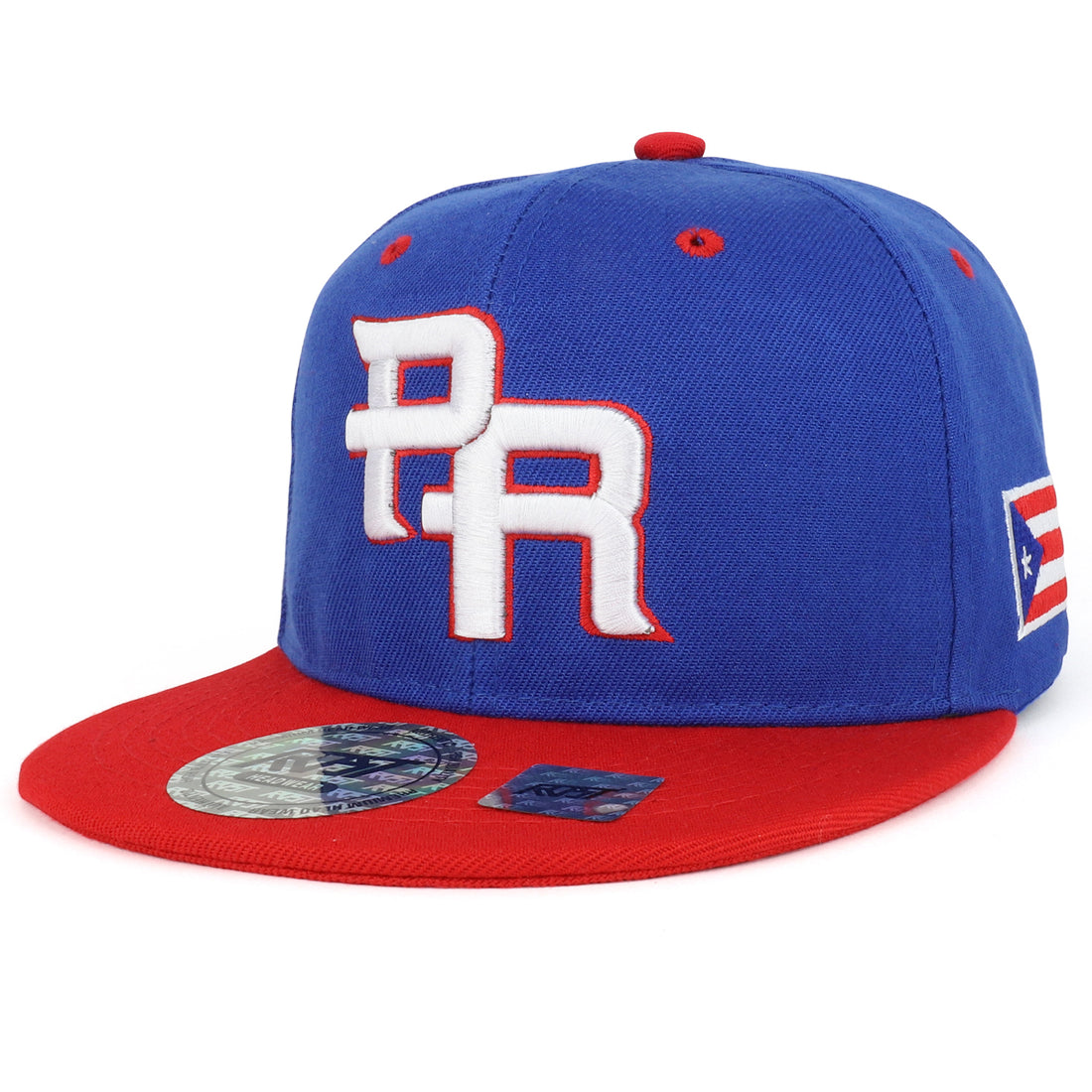 Trendy Apparel Shop PR 3D Embroidered Flatbill Snapback Cap with Puerto Rico Flag