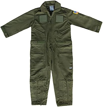 Trendy Apparel Shop Kid's US Pilot Flight Suit Uniform with Hook and Loop Patch