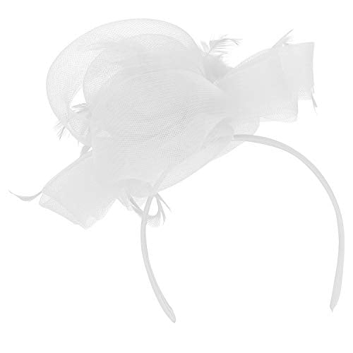 Trendy Apparel Shop Three Feathered Flowers Mesh Loop Fascinator Headband