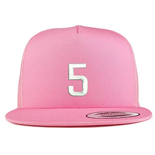 Trendy Apparel Shop Number 5 Embroidered 5 Panel Flatbill Trucker Mesh Cap