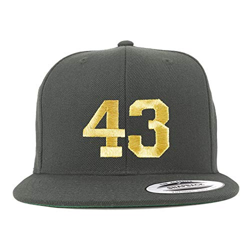 Trendy Apparel Shop Number 43 Gold Thread Flat Bill Snapback Baseball Cap