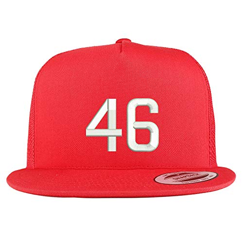 Trendy Apparel Shop Number 46 Embroidered 5 Panel Flatbill Trucker Mesh Cap