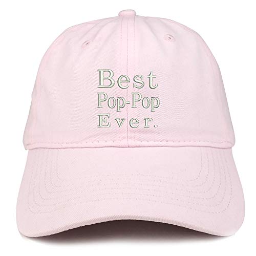 Trendy Apparel Shop Best Pop Pop Ever Embroidered Soft Crown 100% Brushed Cotton Cap