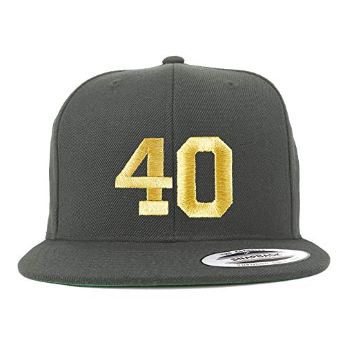 Trendy Apparel Shop Number 40 Gold Thread Flat Bill Snapback Baseball Cap