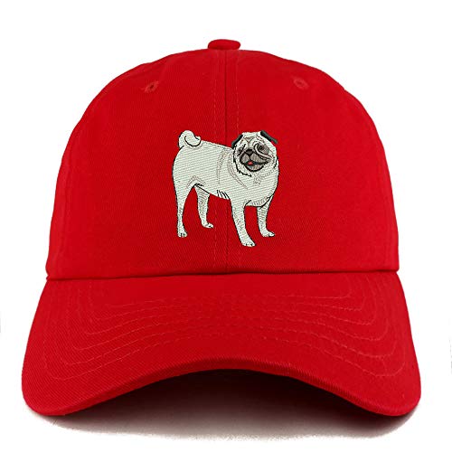 Trendy Apparel Shop Pug Dog Embroidered Low Profile Soft Cotton Dad Hat Cap