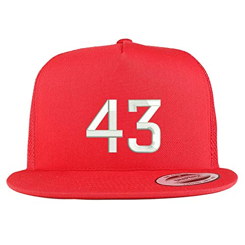 Trendy Apparel Shop Number 43 Embroidered 5 Panel Flatbill Trucker Mesh Cap