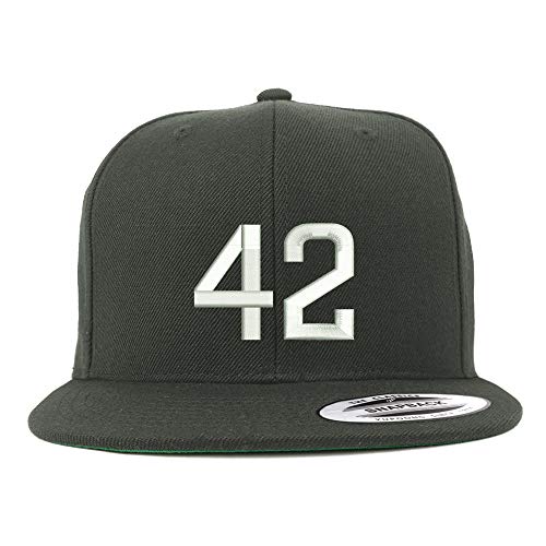 Trendy Apparel Shop Number 42 Embroidered Snapback Flatbill Baseball Cap