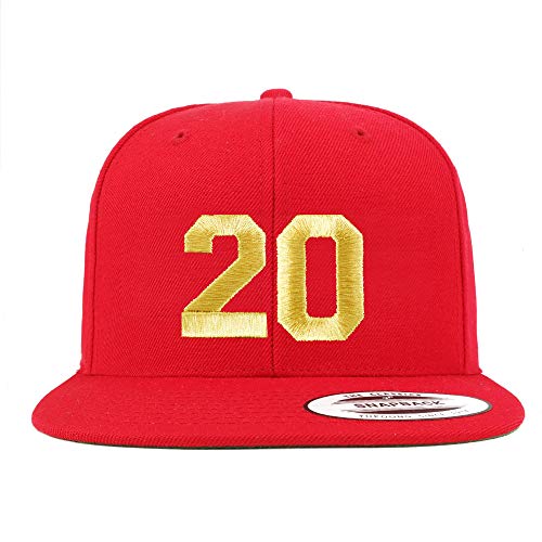 Trendy Apparel Shop Number 20 Gold Thread Flat Bill Snapback Baseball Cap