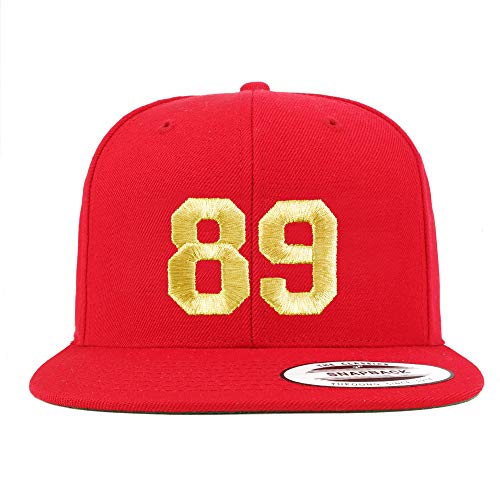 Trendy Apparel Shop Number 89 Gold Thread Flat Bill Snapback Baseball Cap