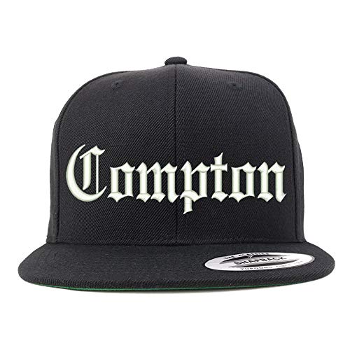 Trendy Apparel Shop Old English Font Compton City Embroidered Flat Bil