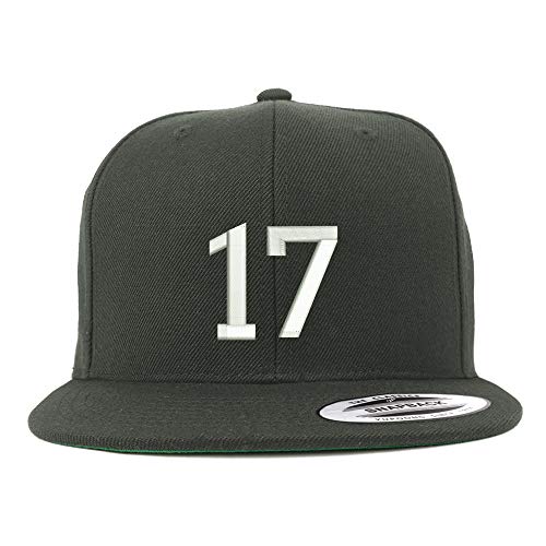 Trendy Apparel Shop Number 17 Embroidered Snapback Flatbill Baseball Cap