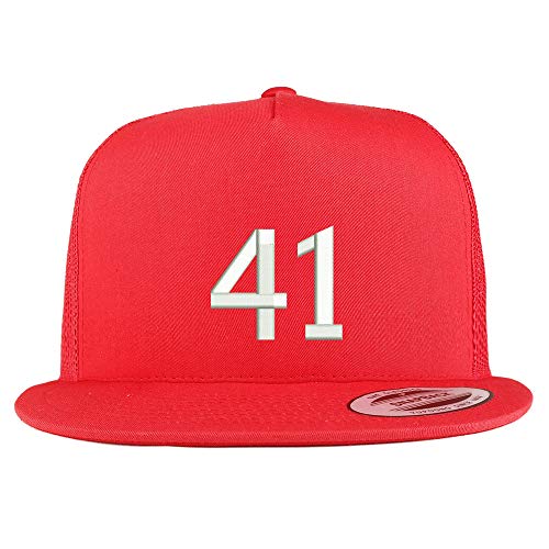 Trendy Apparel Shop Number 41 Embroidered 5 Panel Flatbill Trucker Mesh Cap