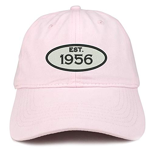 Trendy Apparel Shop 65th Birthday Established 1956 Soft Crown Brushed Cotton Cap