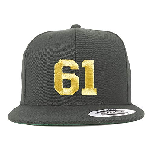 Trendy Apparel Shop Number 61 Gold Thread Flat Bill Snapback Baseball Cap