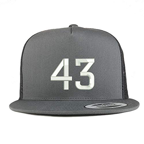 Trendy Apparel Shop Number 43 Embroidered 5 Panel Flatbill Trucker Mesh Cap