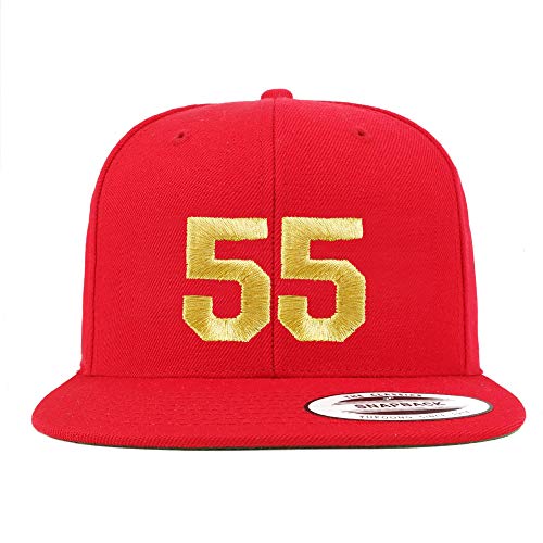 Trendy Apparel Shop Number 55 Gold Thread Flat Bill Snapback Baseball Cap