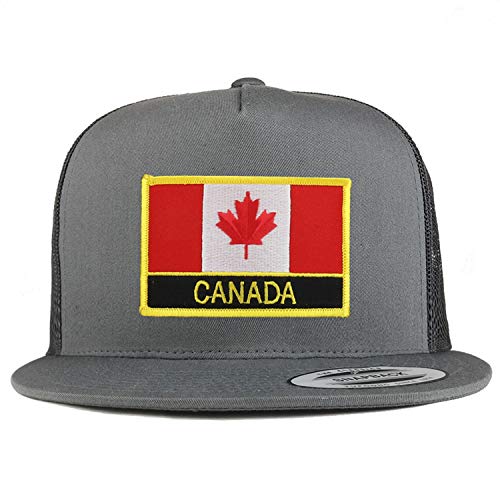 Trendy Apparel Shop Flexfit XXL Canada Flag 5 Panel Flatbill Trucker Mesh Snapback Cap