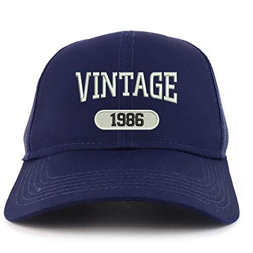 Trendy Apparel Shop Vintage 1986 Embroidered 35th Birthday High Profile High Profile Trucker Mesh Cap