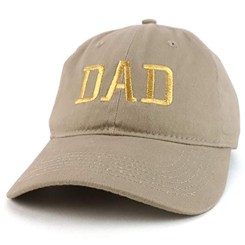 Trendy Apparel Shop DAD Capital Gold Thread Embroidered Soft Crown 100% Brushed Cotton Cap