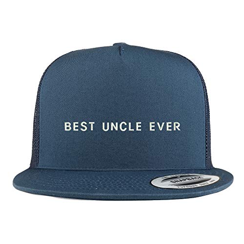 Trendy Apparel Shop Best Uncle Ever Embroidered 5 Panel Flatbill Trucker Mesh Snapback Cap