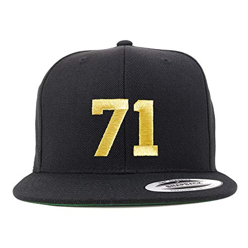 Trendy Apparel Shop Number 71 Gold Thread Flat Bill Snapback Baseball Cap