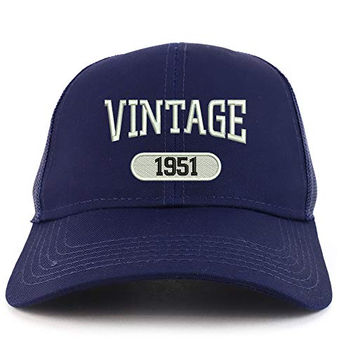 Trendy Apparel Shop Vintage 1951 Embroidered 70th Birthday High Profile High Profile Trucker Mesh Cap