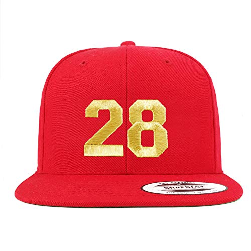 Trendy Apparel Shop Number 28 Gold Thread Flat Bill Snapback Baseball Cap