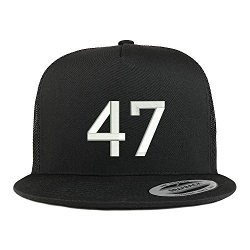 Trendy Apparel Shop Number 47 Embroidered 5 Panel Flatbill Trucker Mesh Cap