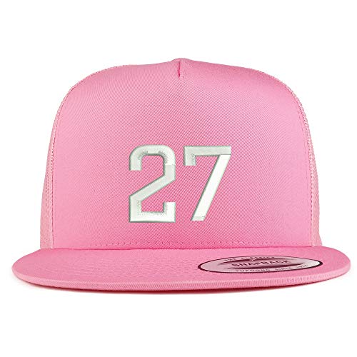 Trendy Apparel Shop Number 27 Embroidered 5 Panel Flatbill Trucker Mesh Cap