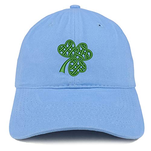 Trendy Apparel Shop Celtic Clover Embroidered 100% Cotton Adjustable Cap Dad Hat