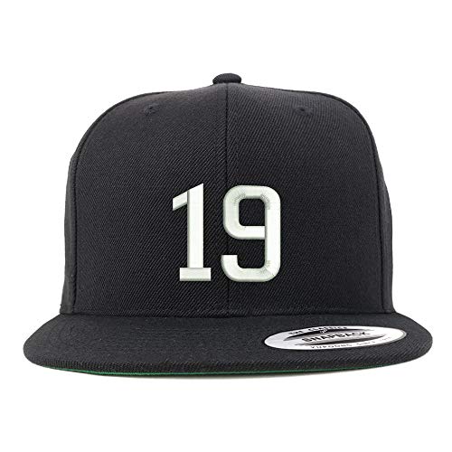 Trendy Apparel Shop Number 19 Embroidered Snapback Flatbill Baseball Cap