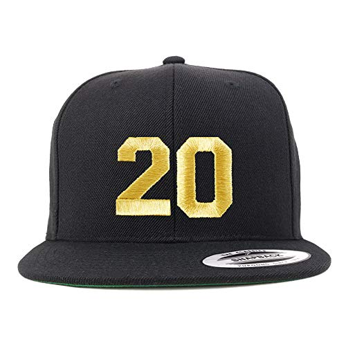 Trendy Apparel Shop Number 20 Gold Thread Flat Bill Snapback Baseball Cap