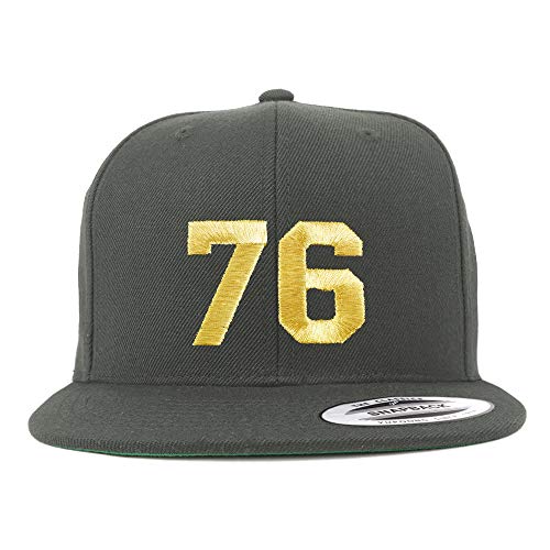 Trendy Apparel Shop Number 76 Gold Thread Flat Bill Snapback Baseball Cap